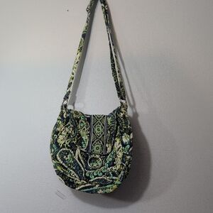 Vera Bradley Green and Black Paisley Shoulder Bag